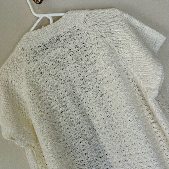Vintage Bonnie Lee short sleeve open knit cardigan sweater 60s 70s cottagecore M - Picture 10 of 13